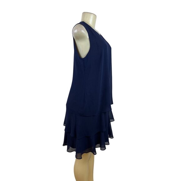 Ralph Lauren Womens Sleeveless Blue Chiffon Layered Dress Knee-Length Sz 8 - New - Picture 3 of 12